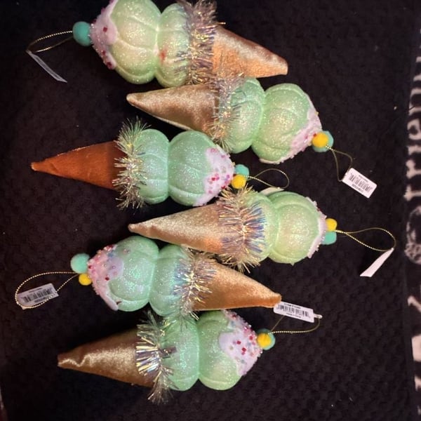 Set of 6 Mint Green Double-Scoop Ice Cream Cone Christmas Ornaments