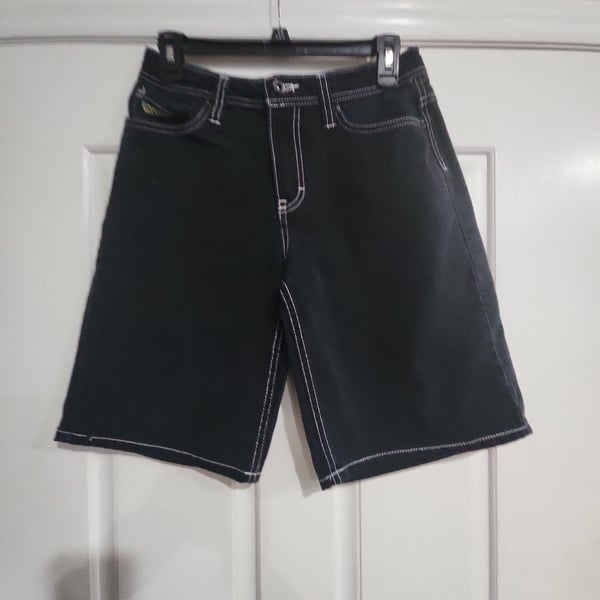 Empyre Boys Black Denim Skate Shorts with Fire Hydrant Graphic