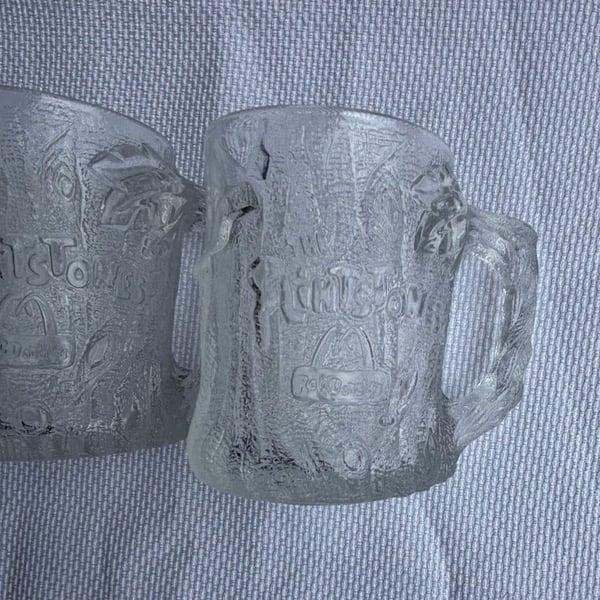 Set of 4 Vintage 1993 McDonald's The Flintstones Treemendous Glass Mugs
