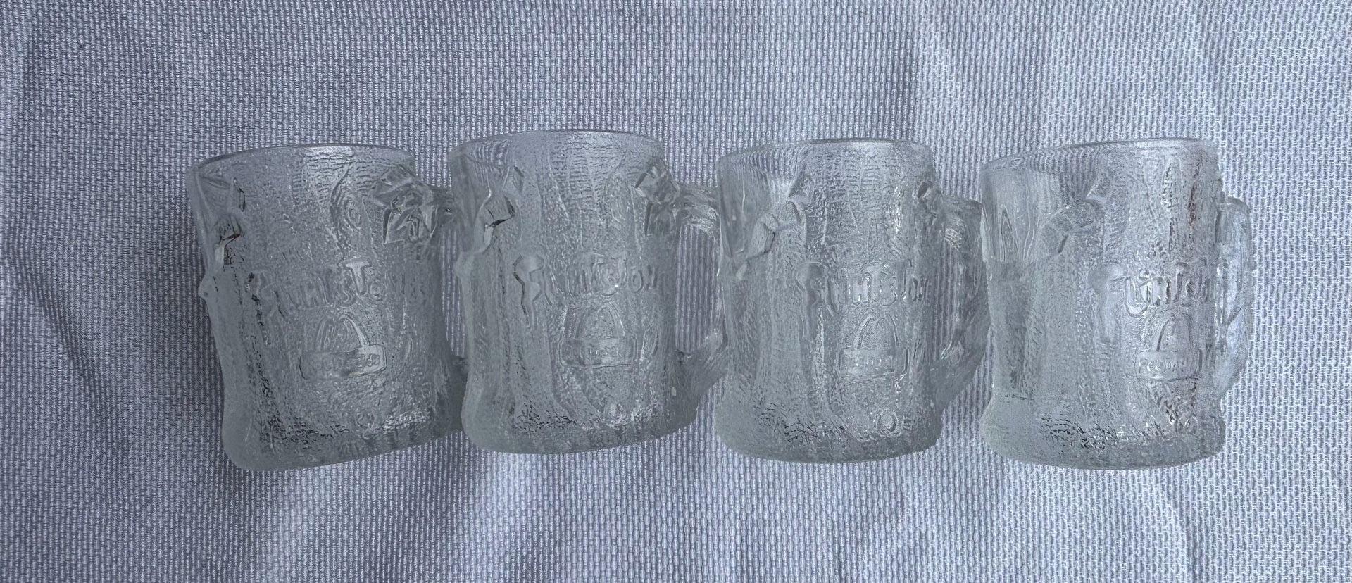 Set of 4 Vintage 1993 McDonald's The Flintstones Treemendous Glass Mugs 3