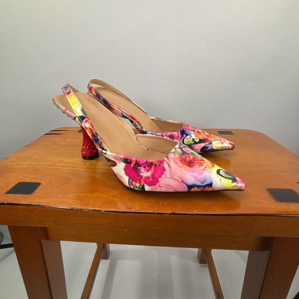 New Stylish European And American Colorful High Heel Pointed Toe Mule Shoes