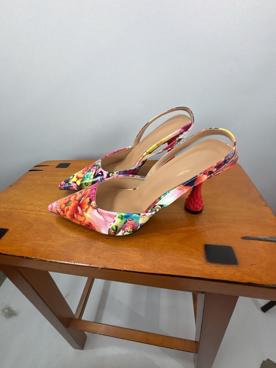 New Stylish European And American Colorful High Heel Pointed Toe Mule Shoes 5
