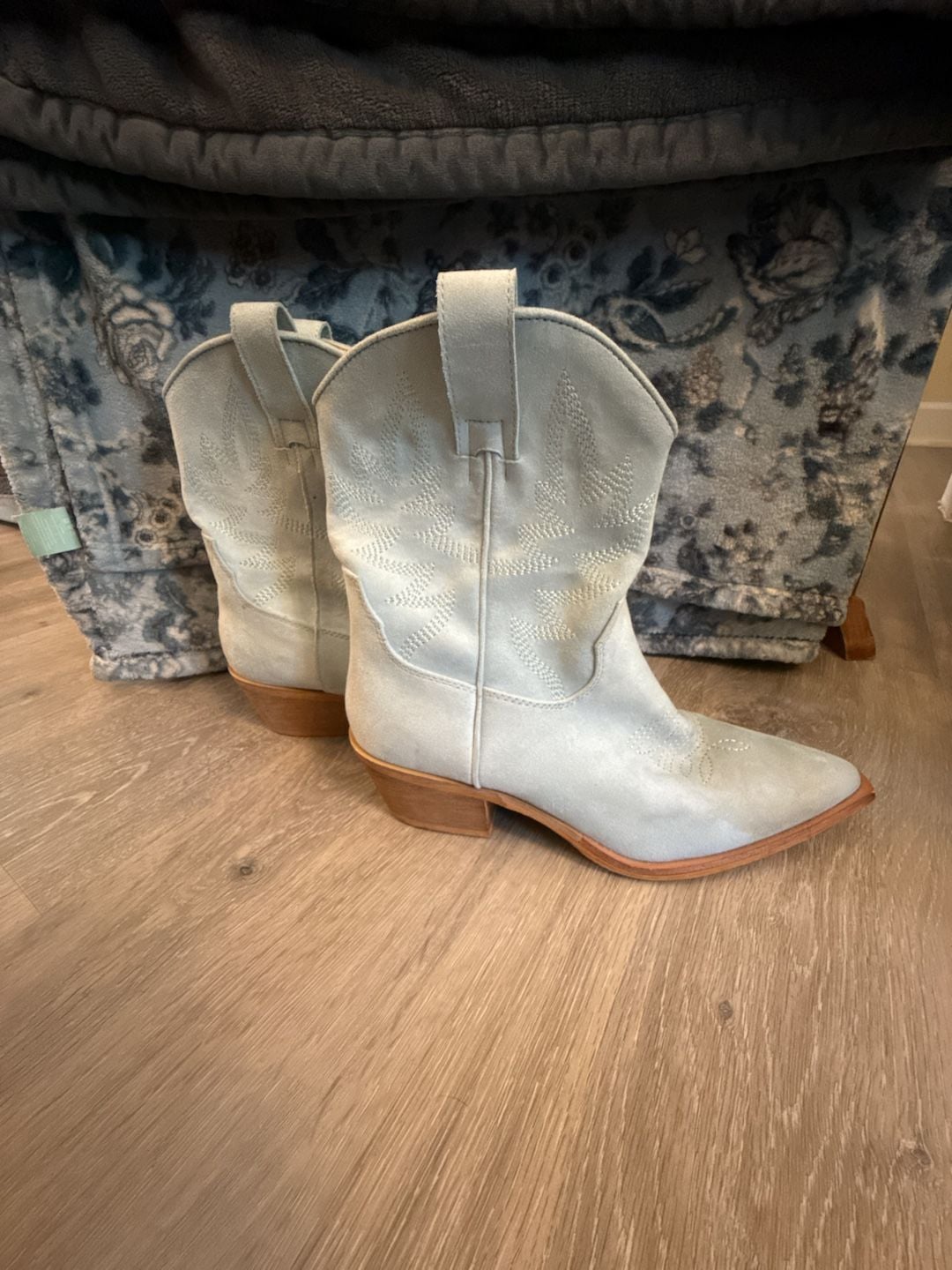Mi.iM Claire Embroidered Western Mid-Calf Cowboy Boots in Light Blue 2