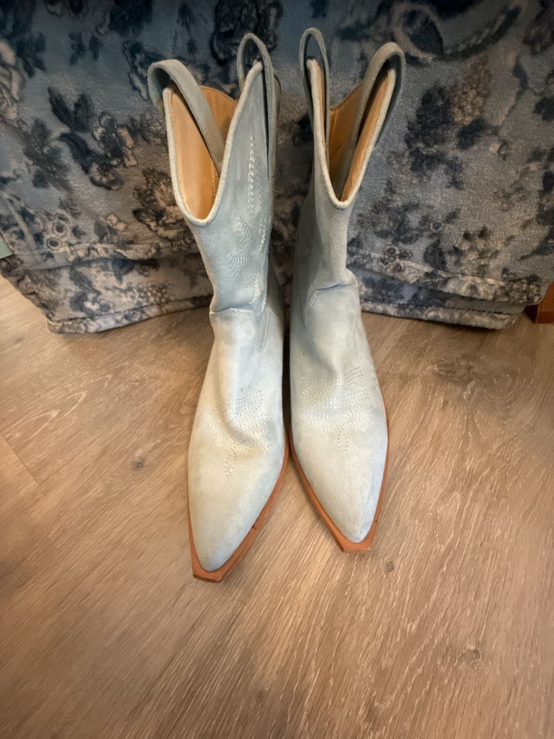 Mi.iM Claire Embroidered Western Mid-Calf Cowboy Boots in Light Blue 4