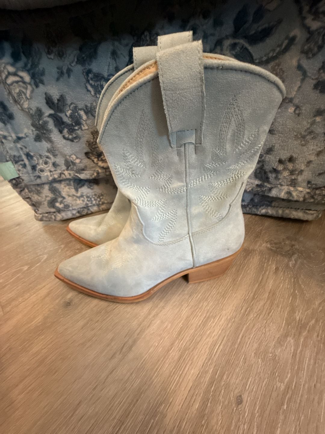 Mi.iM Claire Embroidered Western Mid-Calf Cowboy Boots in Light Blue 5
