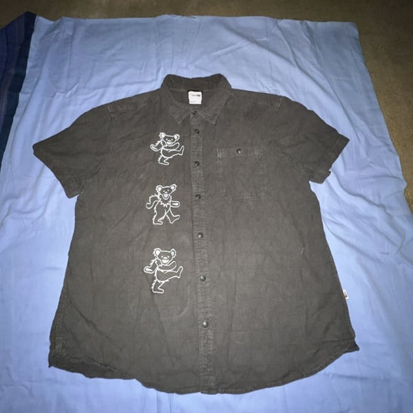 The North Face Grateful Dead Dancing Bears Embroidered Short Sleeve Button-Down Shirt one of a kind