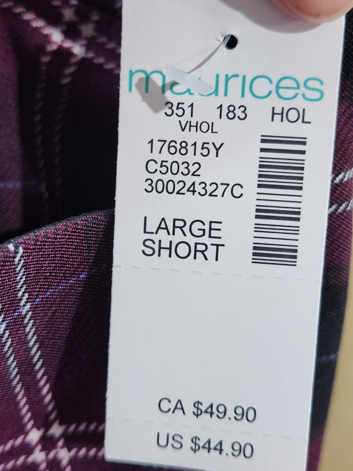 Maurices pull on skinny bengaline mid rise pants size Large short 8