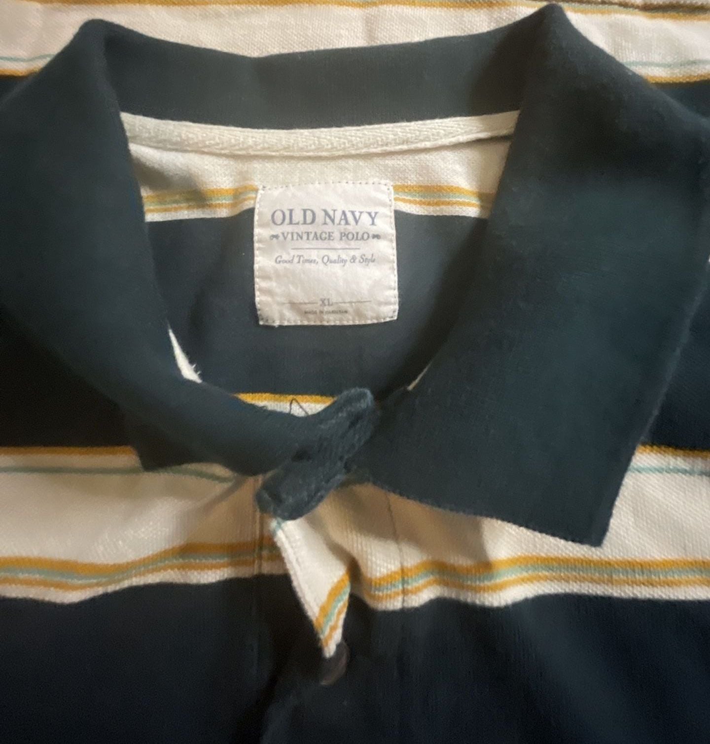 Old Navy Vintage Polo Men's Striped Short Sleeve Shirt with Pocket XL 3
