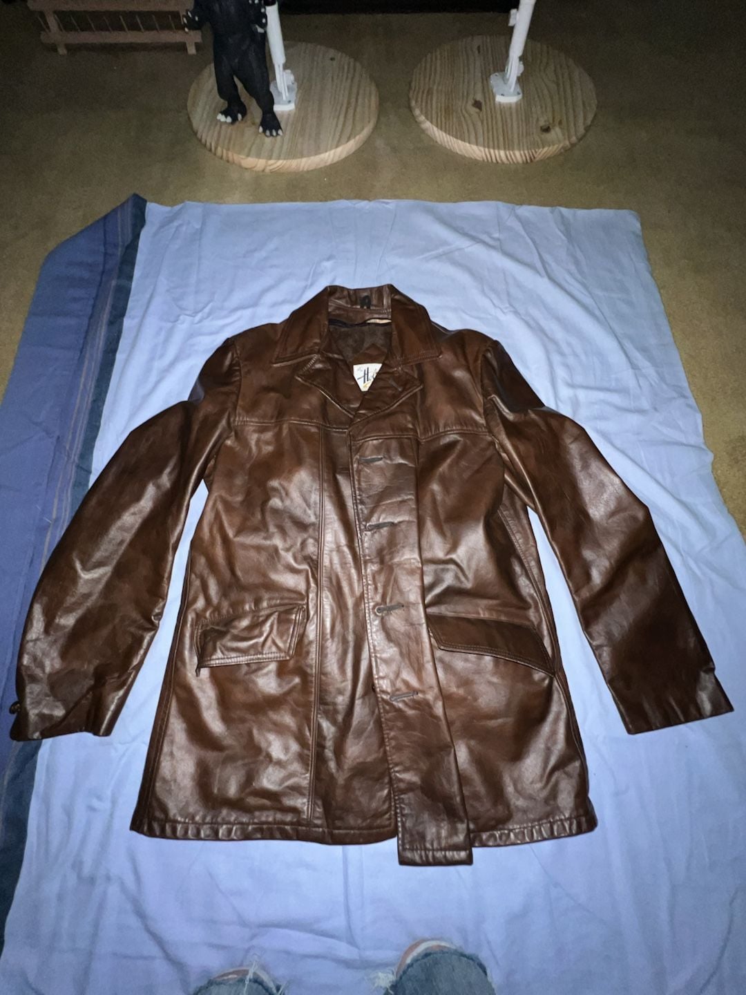 Vintage It's a Holiday Brown Leather Mid-Length Jacket with Removable Faux Fur Lining 2