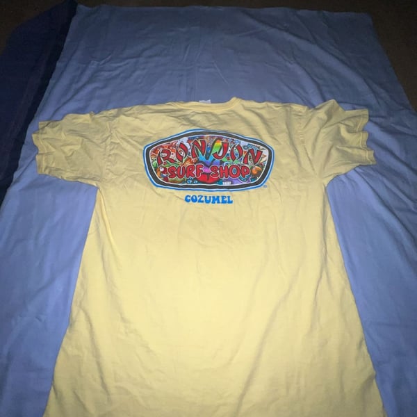 Vintage Ron Jon Surf Shop Cozumel Graphic T-Shirt Yellowlarge