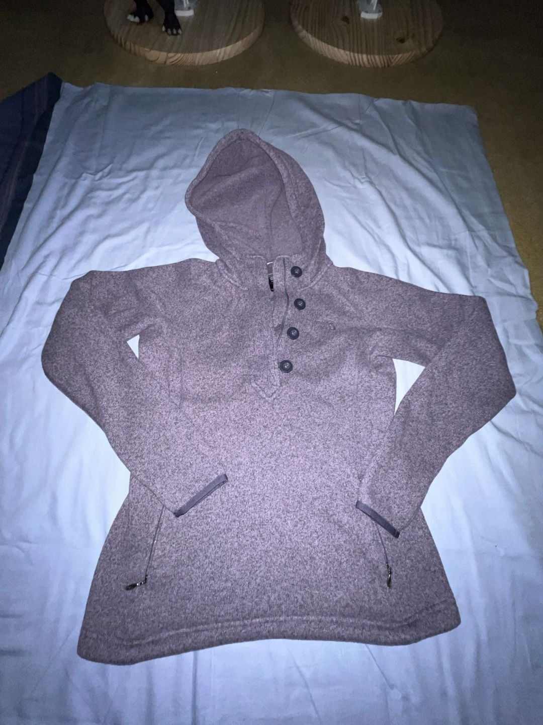 The North Face Women's Heathered Purple Pullover Hoodie with Button Placket 2