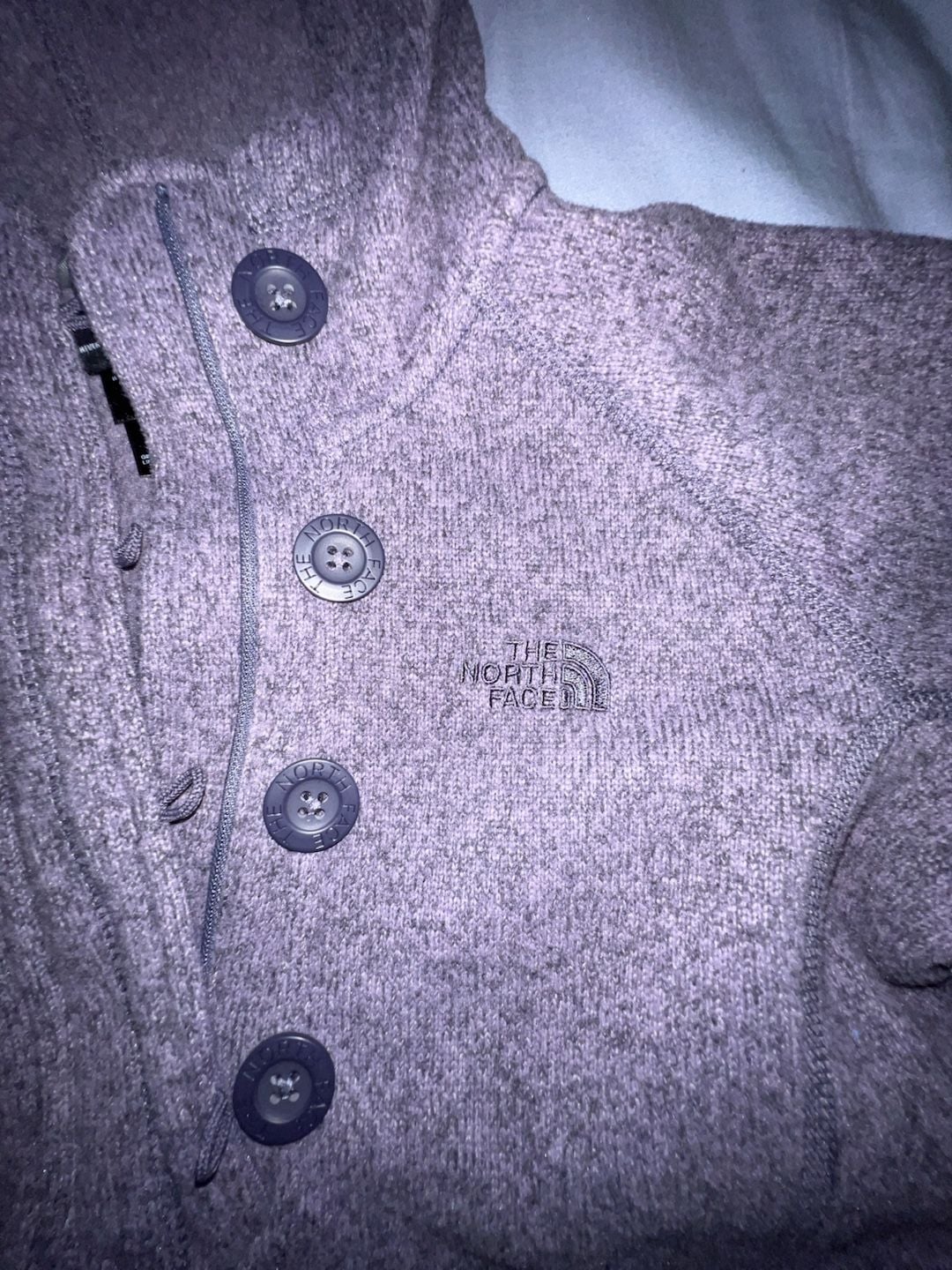 The North Face Women's Heathered Purple Pullover Hoodie with Button Placket 3