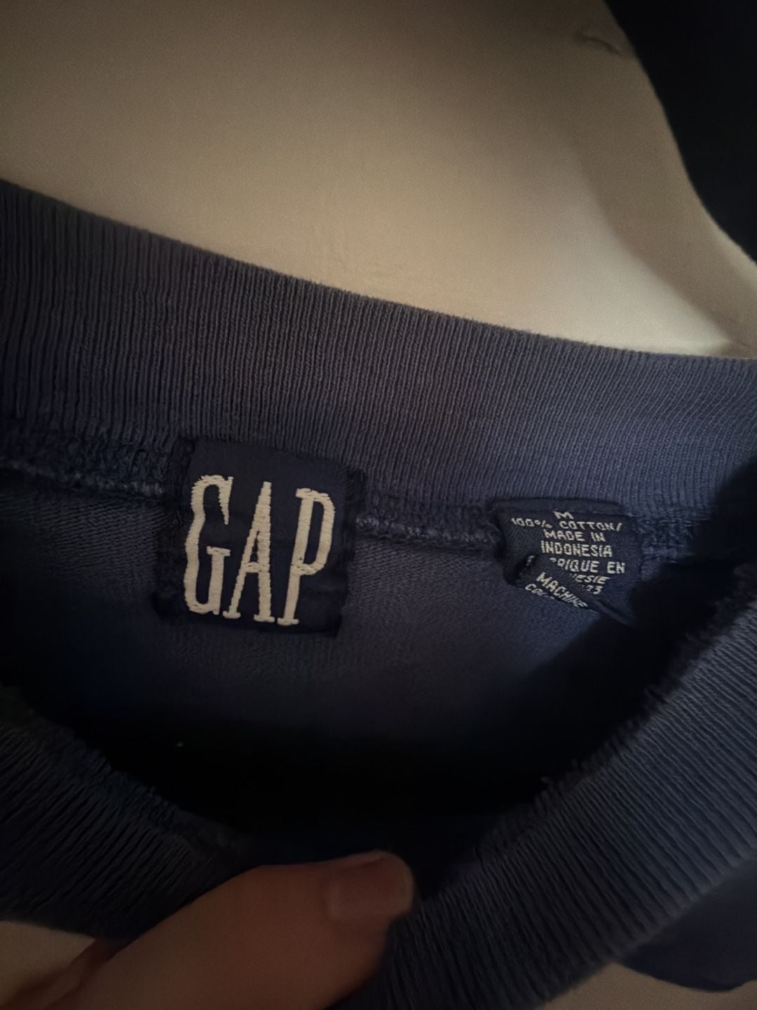 Gap Navy and Beige Wide Stripe Long Sleeve Crewneck Pullover 3