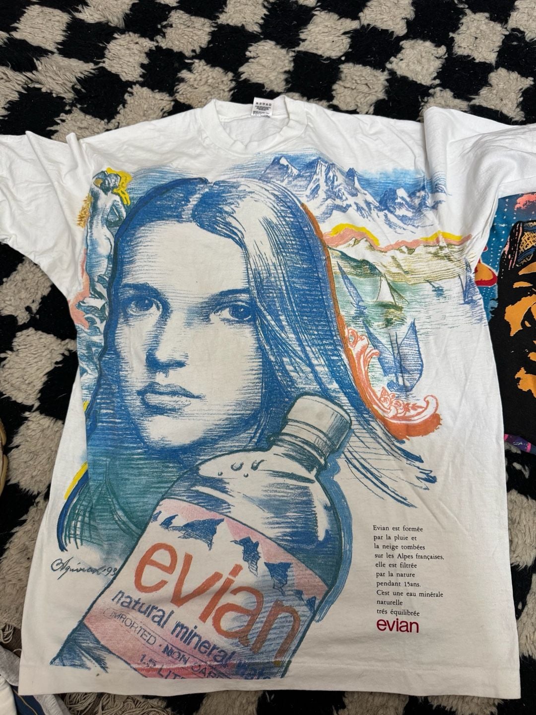 Vintage 1993 Evian ART TEE AOP RAP TEE RARE XL 2