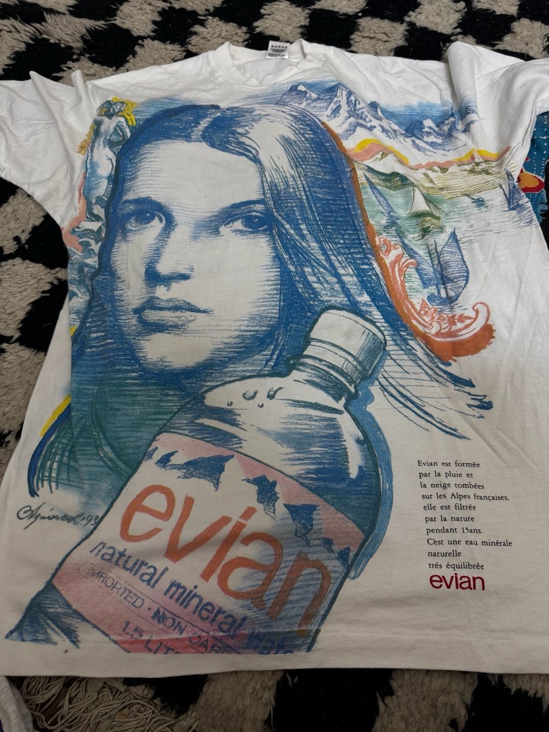 Vintage 1993 Evian ART TEE AOP RAP TEE RARE XL 3