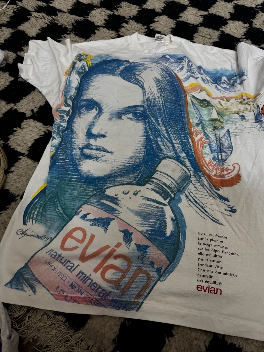 Vintage 1993 Evian ART TEE AOP RAP TEE RARE XL 4