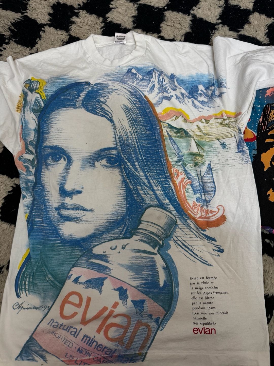Vintage 1993 Evian ART TEE AOP RAP TEE RARE XL 7