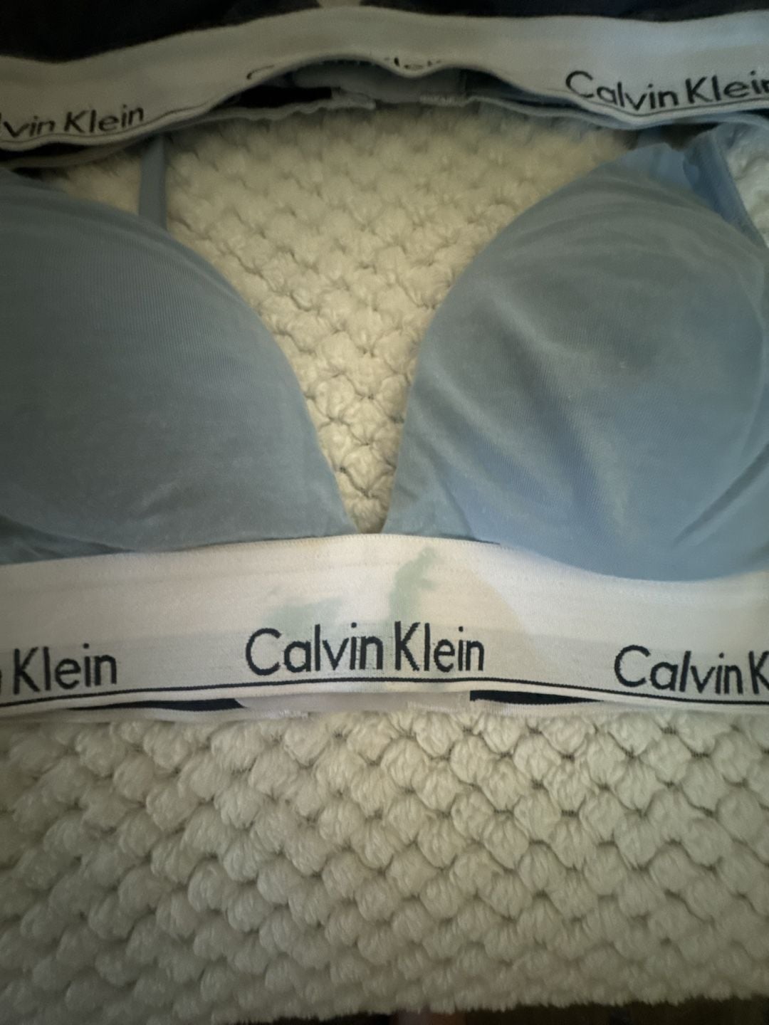 Lot. 2 Calvin Klein Modern Cotton Lined Removable Pad Triangle Wireless Bralettes QF5650 2
