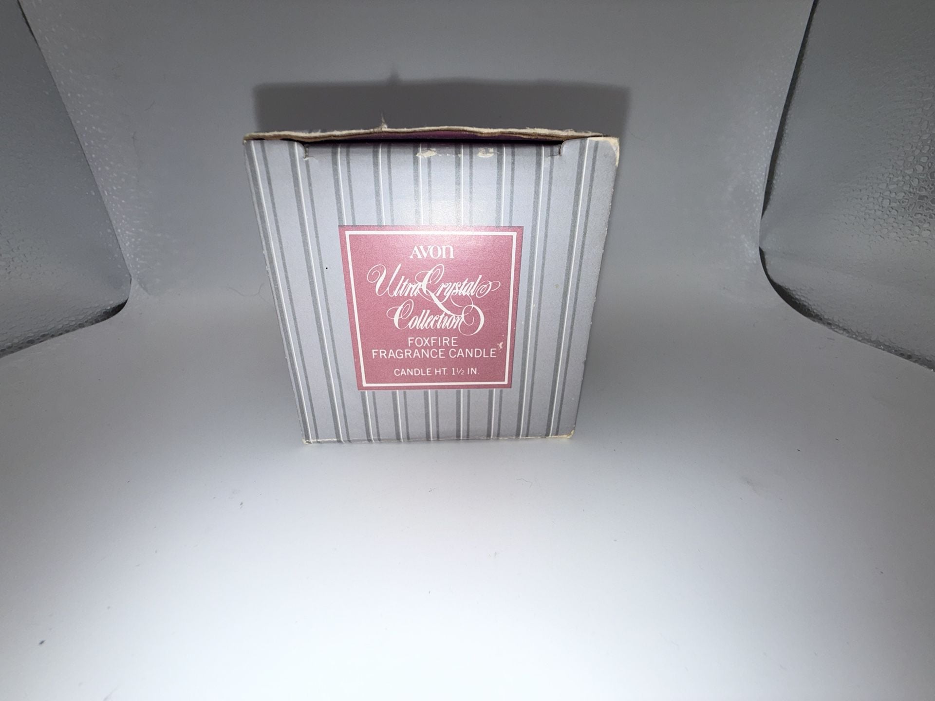 Vintage 1981 Avon Crystal Foxfire Fragrance Candle with Faceted Glass Holder 1