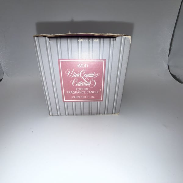 Vintage 1981 Avon Crystal Foxfire Fragrance Candle with Faceted Glass Holder