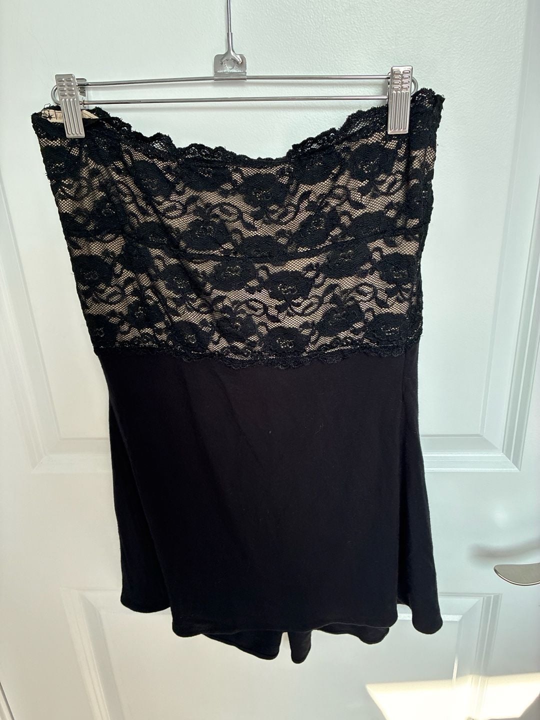 Sky Lingerie Women's Black Babydoll Chemise with Lace Overlay and Satin Bow Detail 3