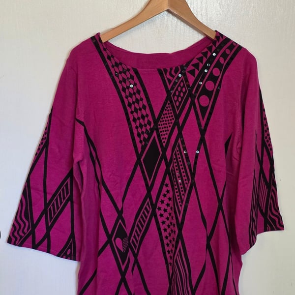 Bob Mackie Wearable Art Geometric Sequin Embellished Top