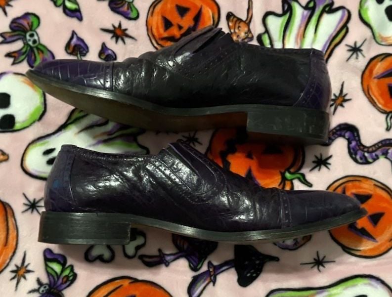Marco Vicci Dandy Rockabilly Purple Hornback Textured SlipOn Cap Toe Dress Shoes 7
