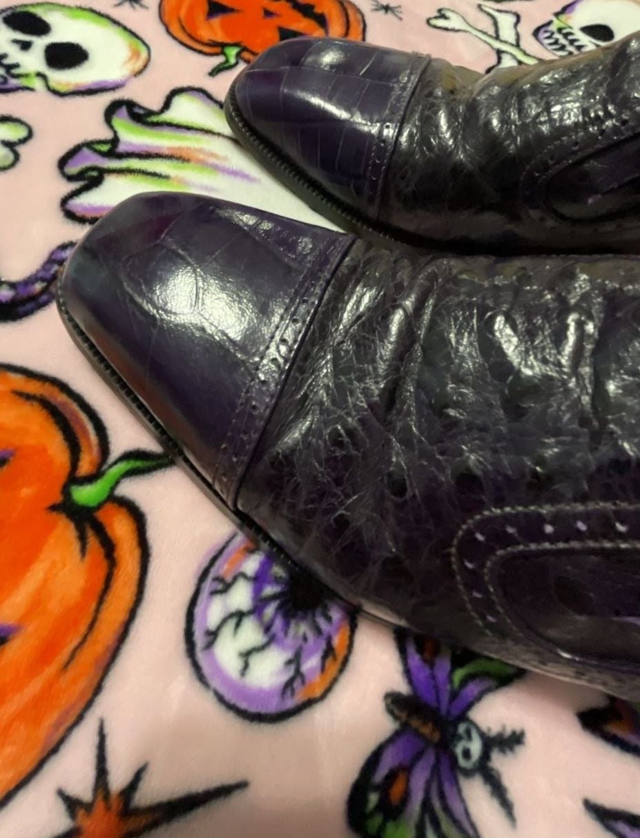 Marco Vicci Dandy Rockabilly Purple Hornback Textured SlipOn Cap Toe Dress Shoes 11