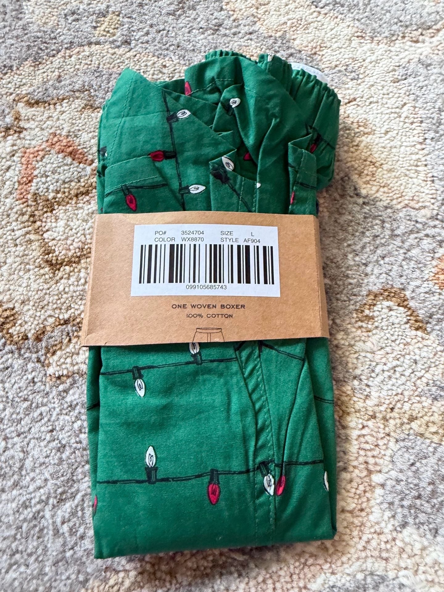 J.Crew Men's Christmas Light Print Woven Boxer Shorts Green 2