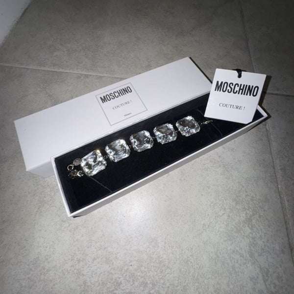 Moschino Couture! Large Crystal Embellished Statement Bracelet