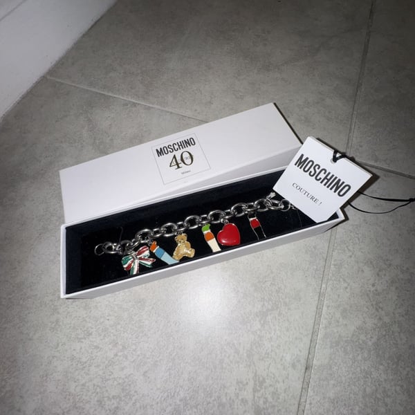 Moschino 40th Anniversary Couture Charm Bracelet with Multi-Color Enamel Charms