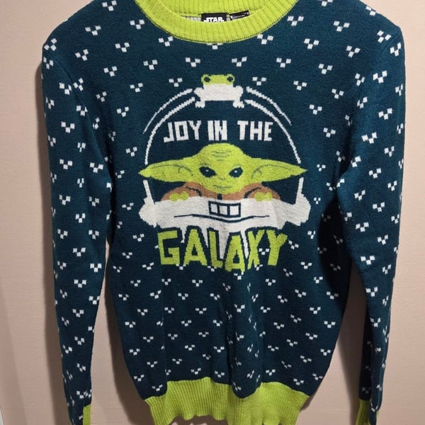Star Wars Baby Yoda 'Joy In The Galaxy' Knit Christmas Sweater Sm