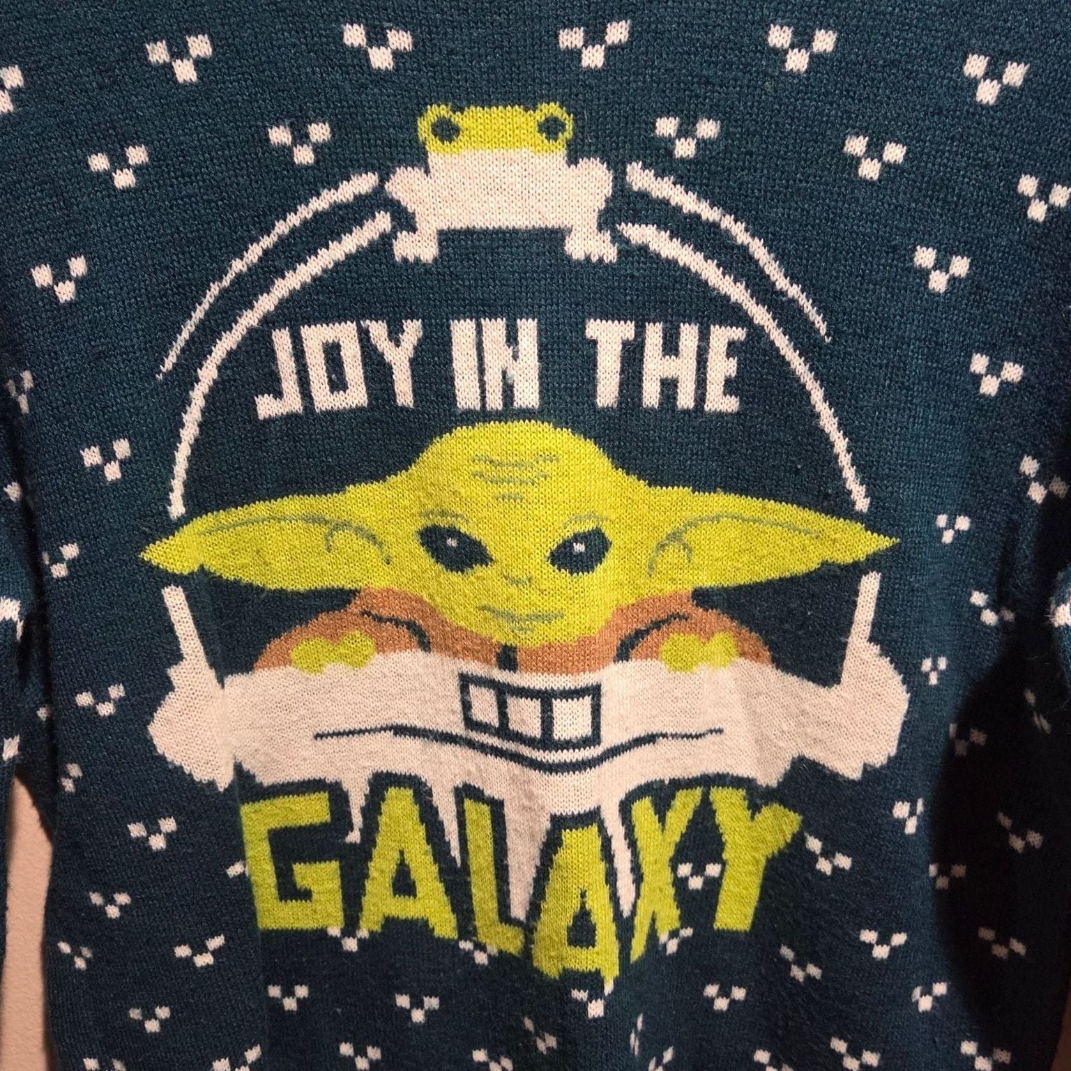Star Wars Baby Yoda 'Joy In The Galaxy' Knit Christmas Sweater Sm 3