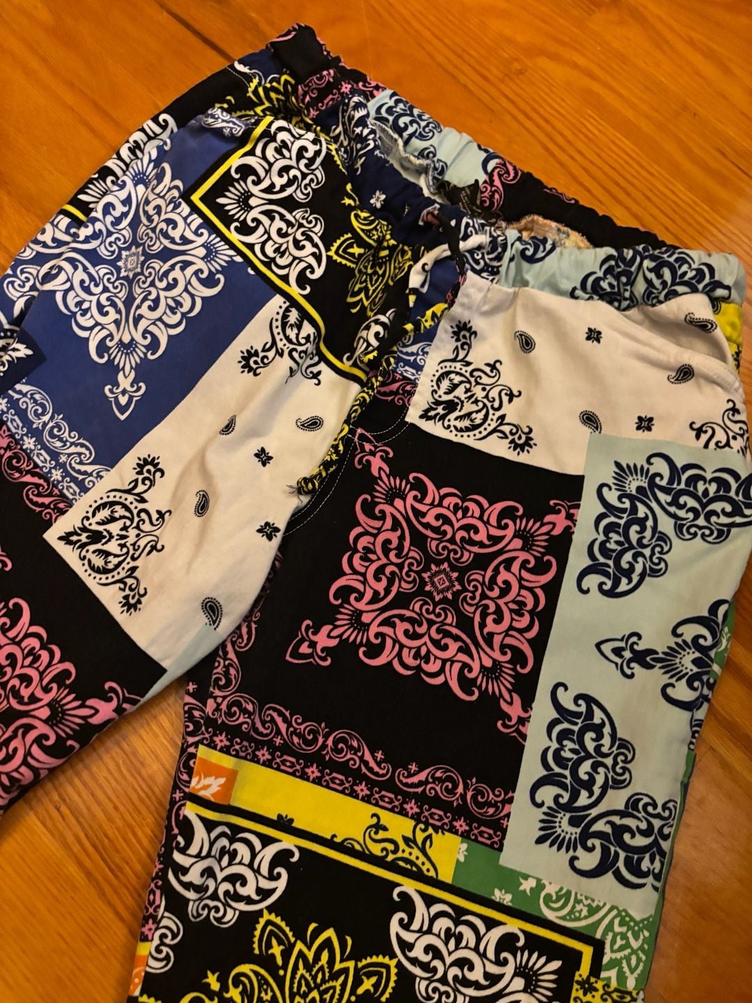 Like An Angel Multi-Color Bandana Patchwork Print Jogger Pants 3
