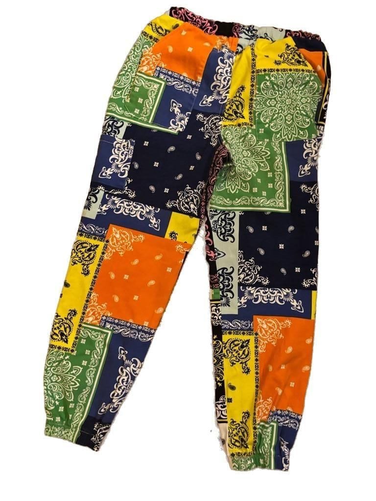 Like An Angel Multi-Color Bandana Patchwork Print Jogger Pants 5