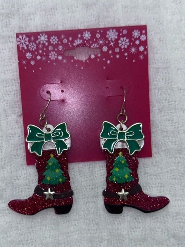 Holiday Cowgirl Boot Earrings 2