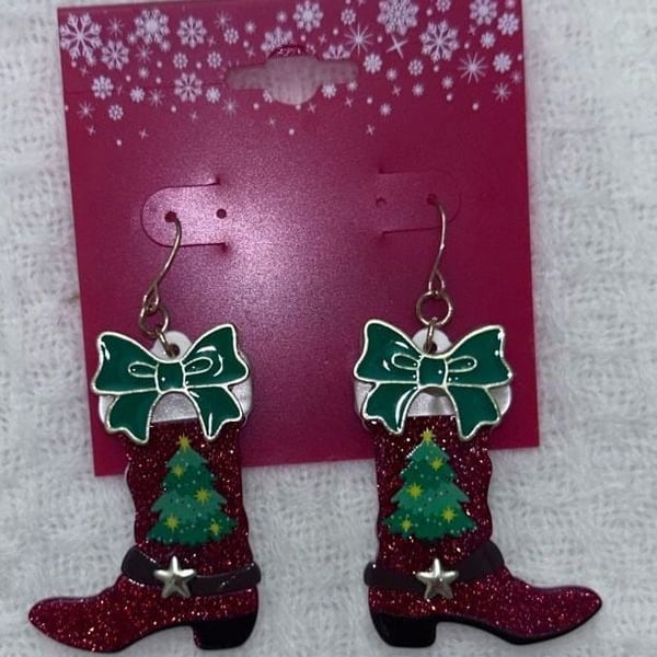 Holiday Cowgirl Boot Earrings