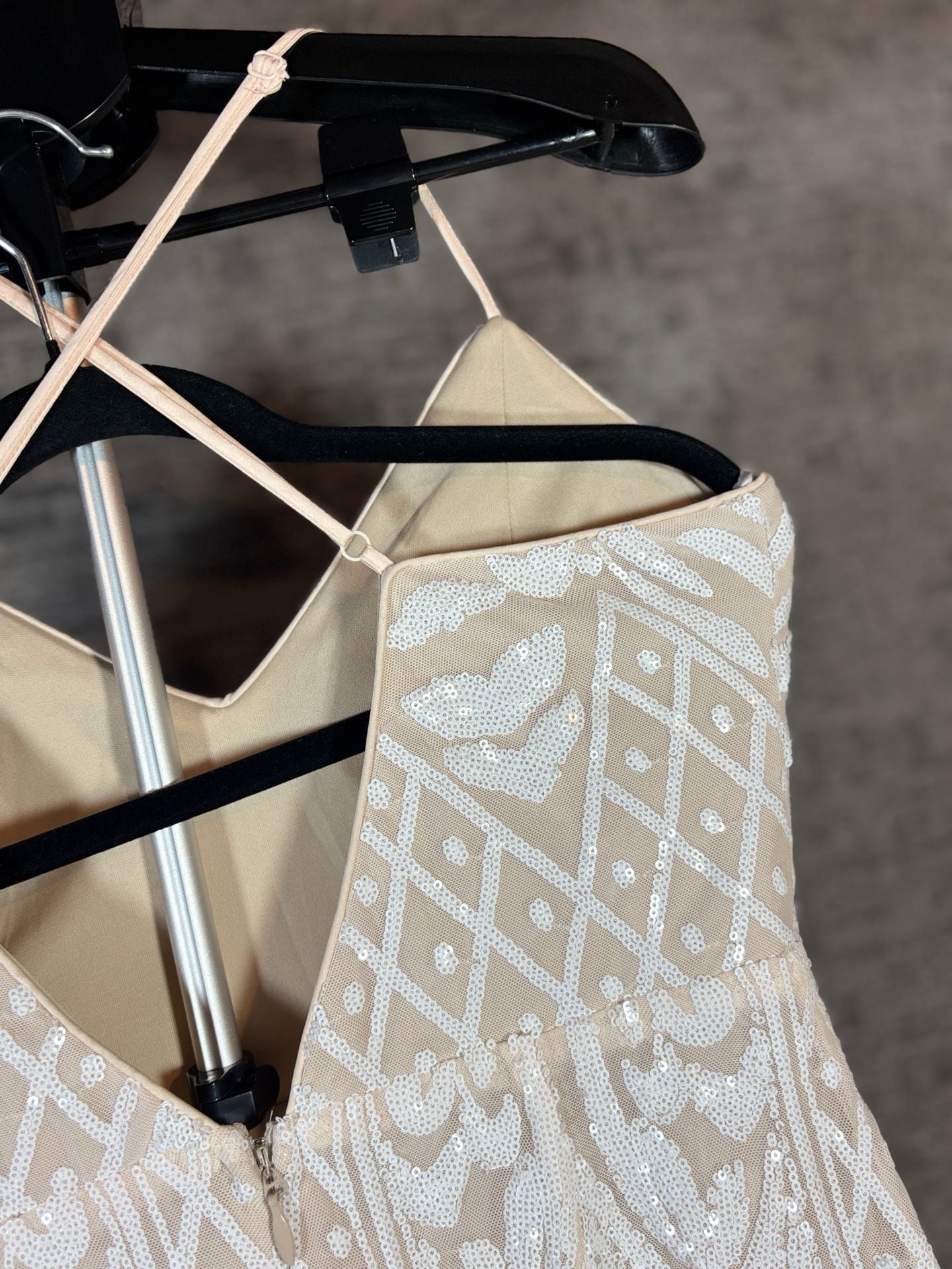 Lulus Catch a Spark White and Beige Sequin Romper 8