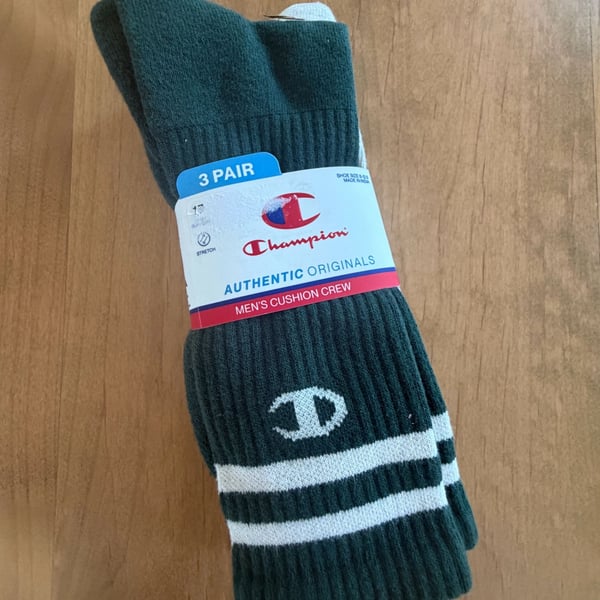Champion Authentic Originals Men's 3-Pack Varsity Cushion Crew Socks