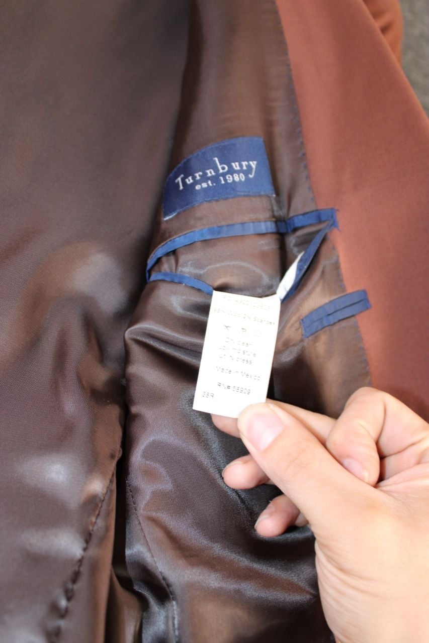 Turnbury 38R Wool Stretch Two-Button Suit Jacket Blazer in Brown 5