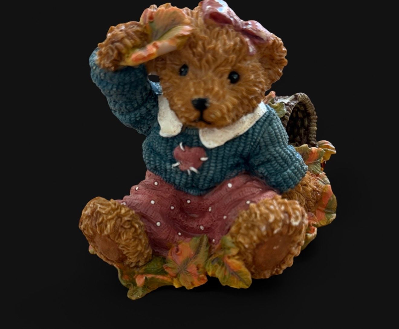 Set of 3 Vintage Resin Bear Figurines Including Hiking Bear, Writing Bear, and Autumn Bear 5
