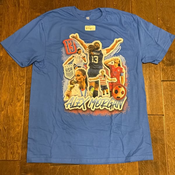 US Soccer Alex Morgan Farewell Career Graphic T-Shirt Blue - Size L