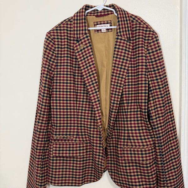 Merona Women's Plaid Check Pattern Single-Breasted Blazer