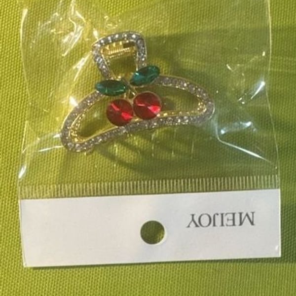 Super Cute Cherry Hair Claw Clips Small and Delicate Diamond Rhinestone Hair Jaw Clips