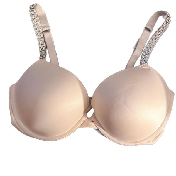 Victoria's Secret Very Sexy Push-Up Bra with Rhinestone Embellished Straps Nude Size 36D