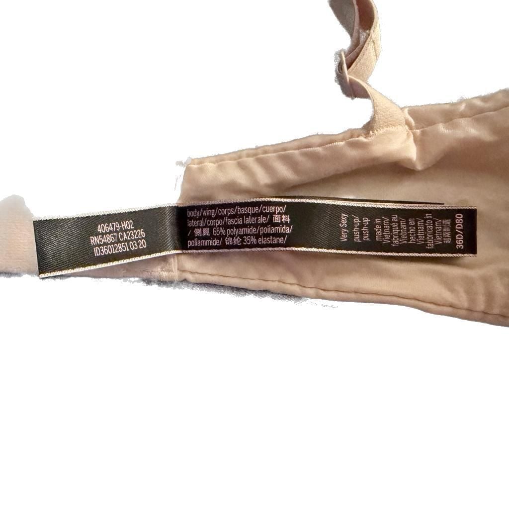 Victoria's Secret Very Sexy Push-Up Bra with Rhinestone Embellished Straps Nude Size 36D 8