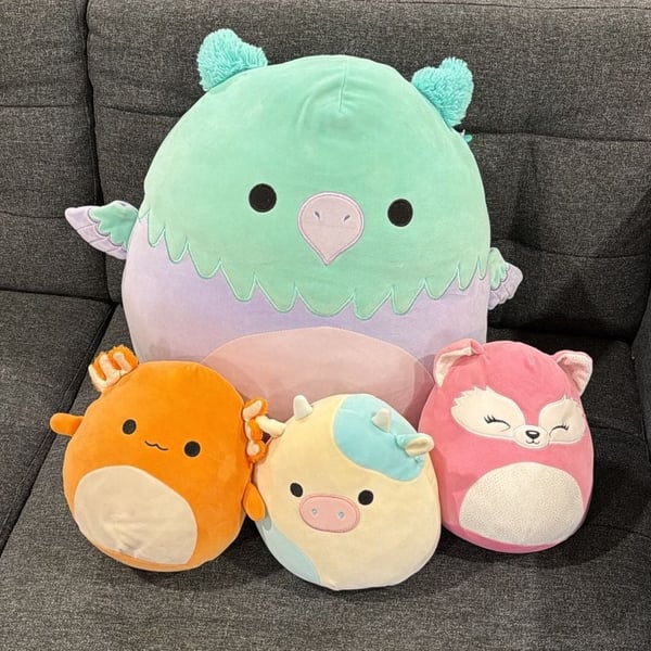 Squishmallows Lot of 4 Assorted Plush Toys Featuring Minerva the Griffin