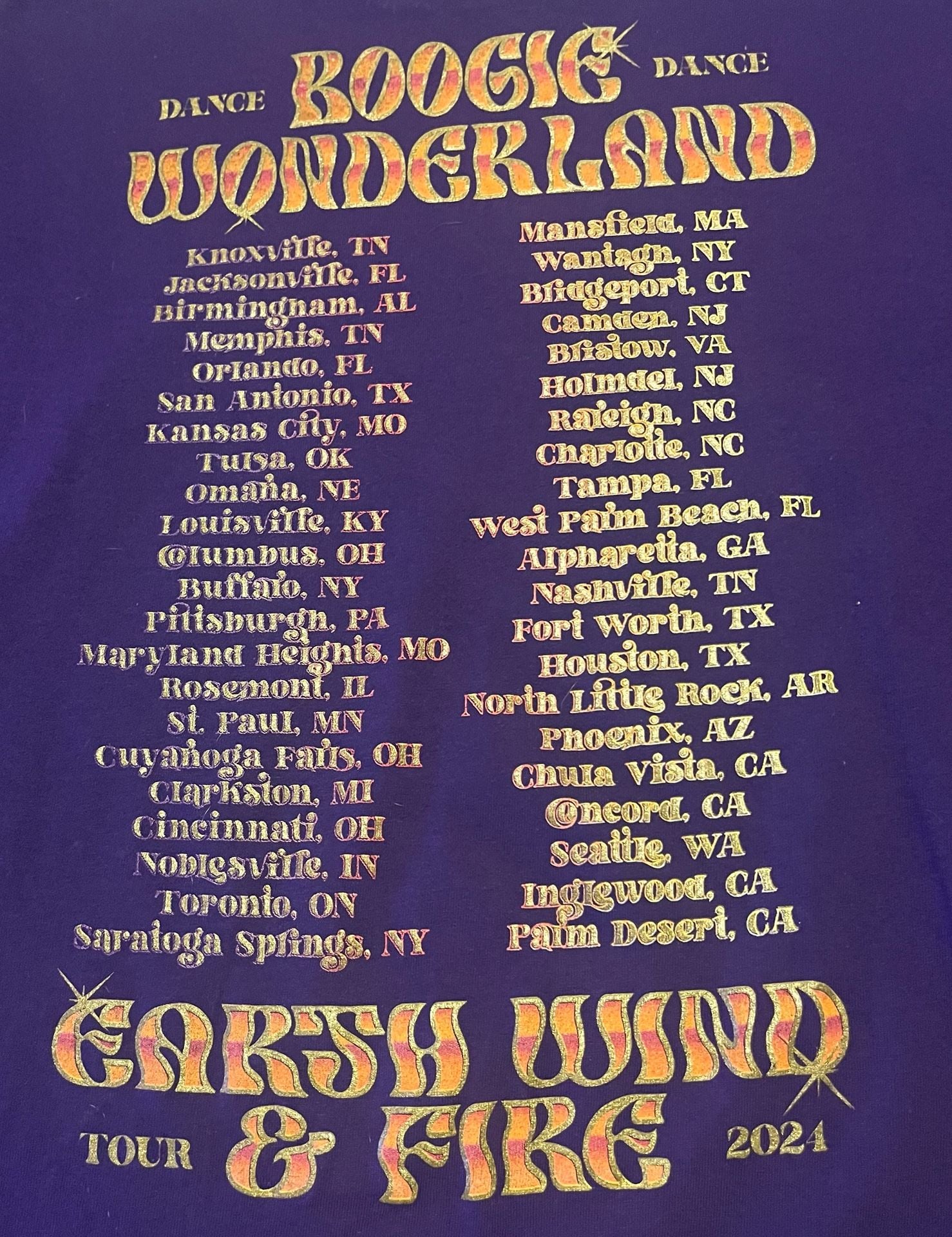 Earth Wind & Fire Boogie Wonderland 2024 Tour Graphic T-Shirt 3