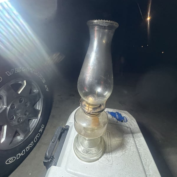 Vintage Clear Glass Pedestal Oil Kerosene Lamp with Chimney