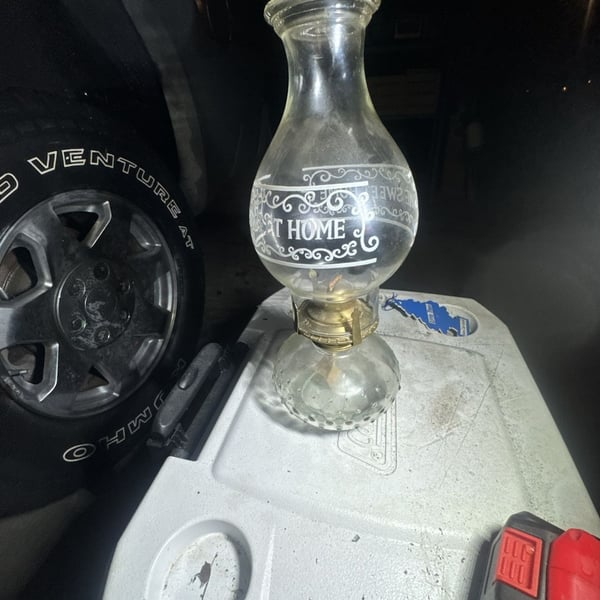 Vintage Clear Hobnail Glass Kerosene Oil Lamp with Home Sweet Home Hurricane Chimney